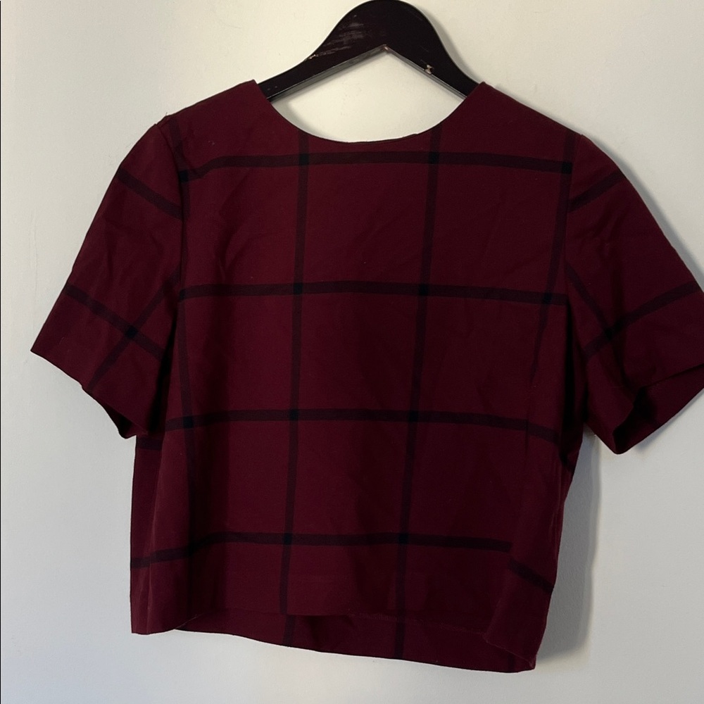 Banana Republic Burgundy Plaid Crop Top